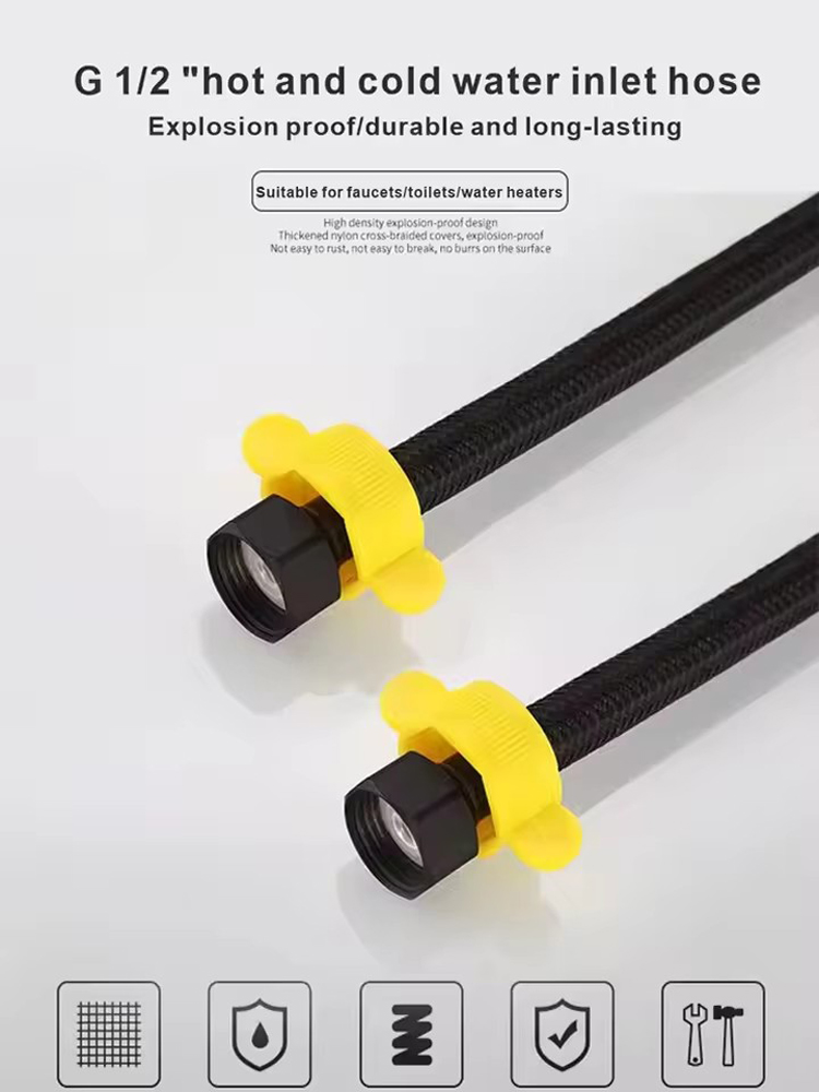 Commercial Kitchen Mixer Tap - G1/2인치 40-80cm 급수 호스 검정 수도꼭지