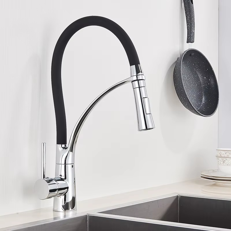 Commercial Kitchen Mixer Tap - 주방 싱크대 수도꼭지 풀다운 회전식 블랙
