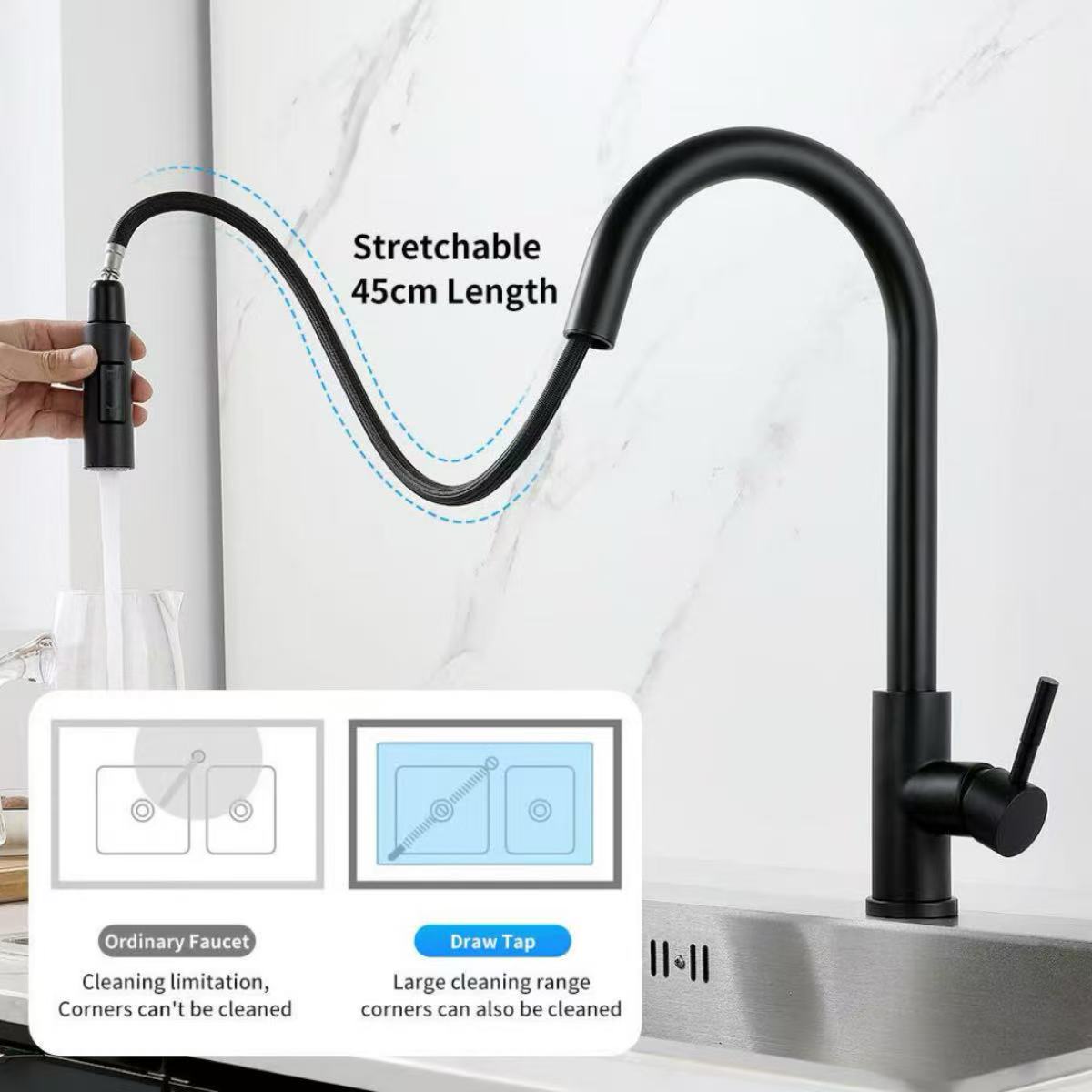 Commercial Kitchen Mixer Tap - 주방 수도꼭지 싱글홀 풀아웃 스파우트 주방