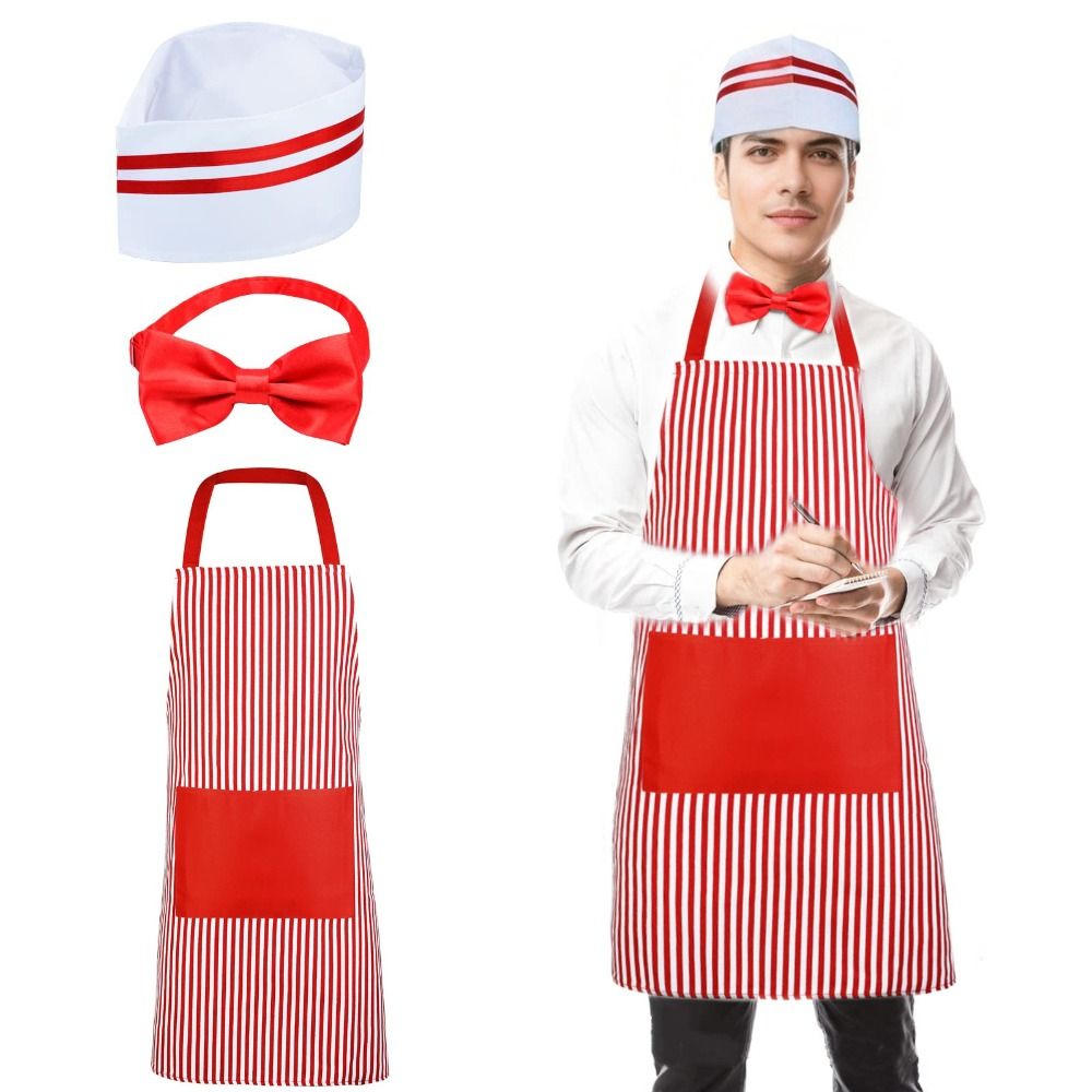 카니발 서커스 웨이터 코스프레 앞치마 모자 포함 빨간색 - Commercial Kitchen Services 리뷰 및 가격