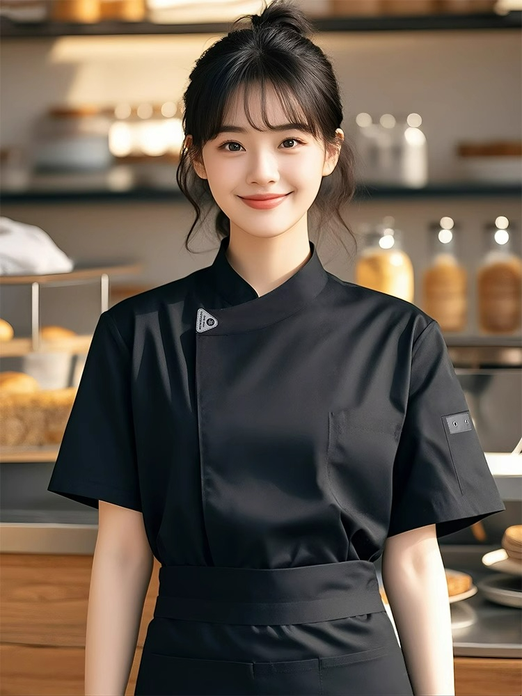 셰프 재킷 여성 짧은 소매 주방 요리사 유니폼 이발사  - Commercial Kitchen Services 리뷰 및 가격