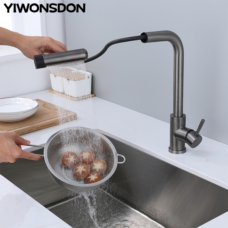 6 모드 회색 주방 수도꼭지는 회전 폭포 블랙 스트림  - Commercial Kitchen Mixer Tap 리뷰 및 가격