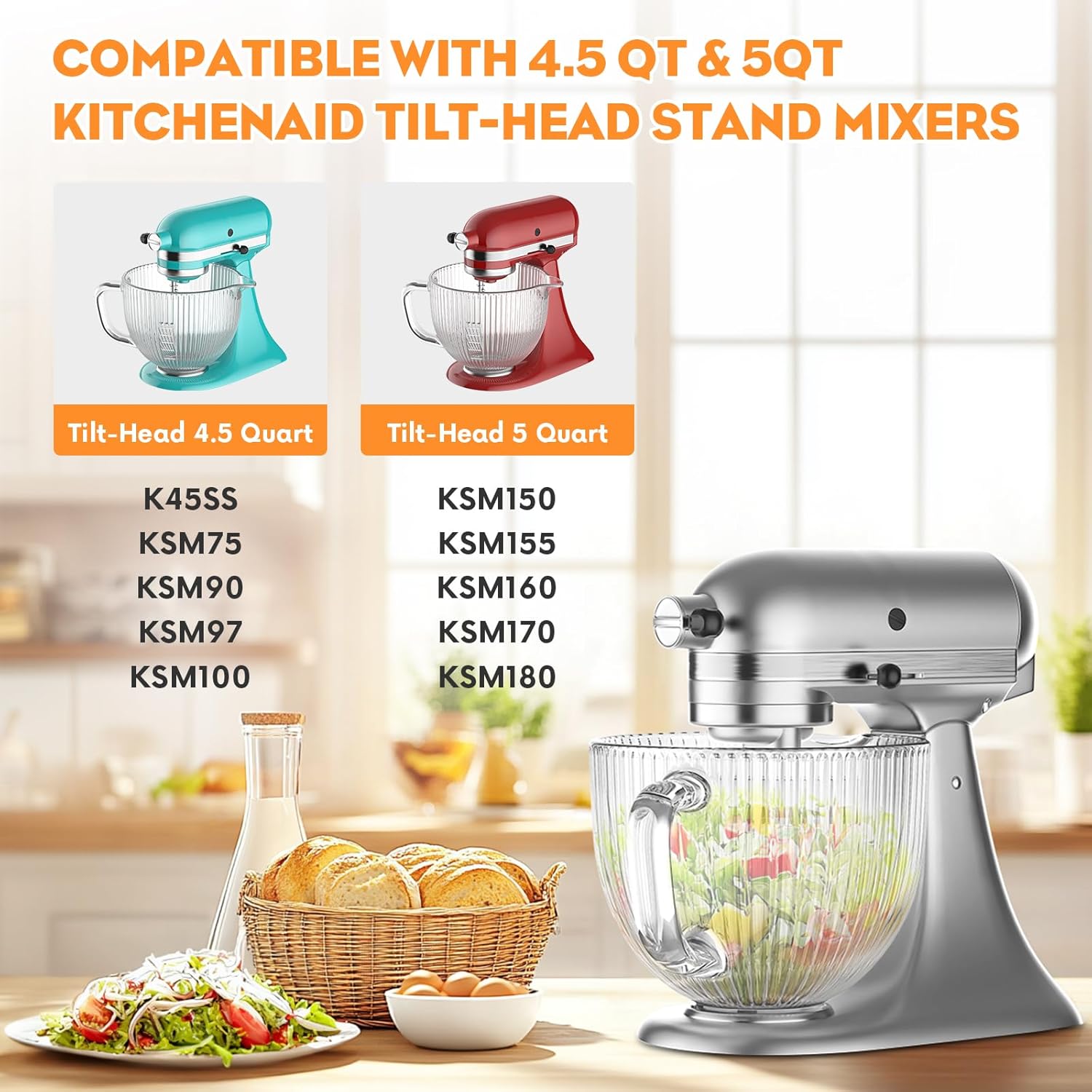 키친에이드 믹서용 GVODE 유리 그릇, 푸어 스파우트 - Commercial Kitchen Aid Mixer 리뷰 및 가격